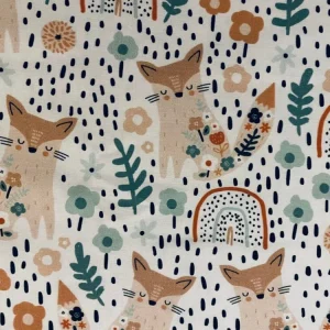 [Coupon 80cm] Tissu coton imprimé « Animaux en liberty »